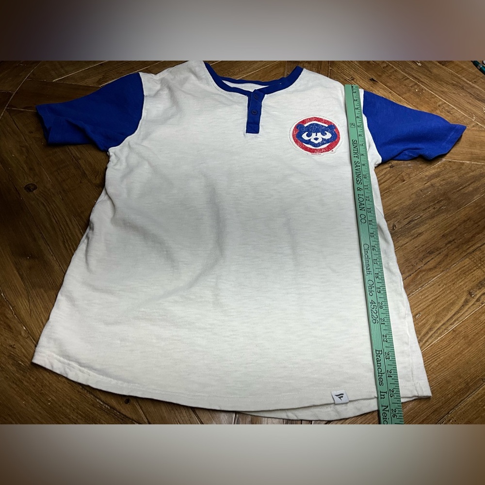 Men's Chicago Cubs Fanatics Cream/Royal True Classics Henley T-Shirt - size XL - Picture 6 of 9